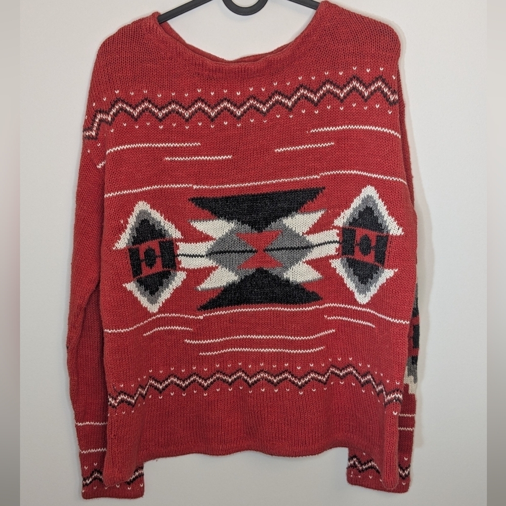Vintage Ralph Lauren Jeans Sweater Aztec Southwestern Pullover Women L Hand Knit